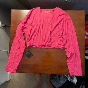 NWT Skatie Fetch Hot Pink Cropped Long Sleeve Top - Size: Small